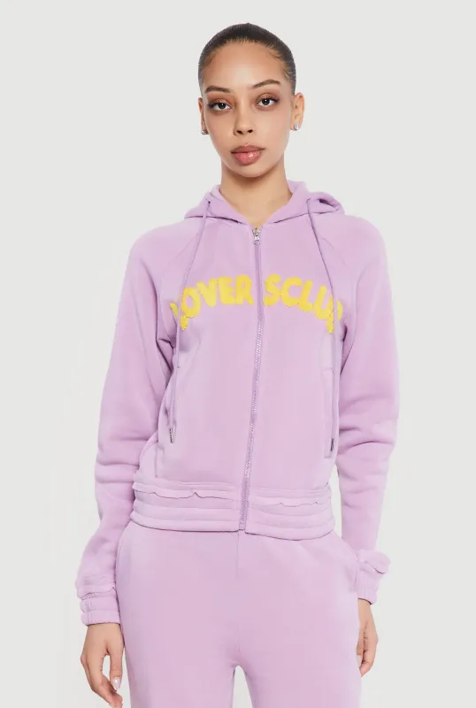 Lovers Club Graphic Zip Front Hooded Sweatshirt made by Rainbow