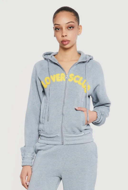 Lovers Club Graphic Zip Front Hooded Sweatshirt sold by Rainbow