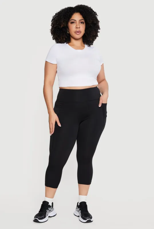Plus Size Capri Leggings with Side Pockets made by Rainbow