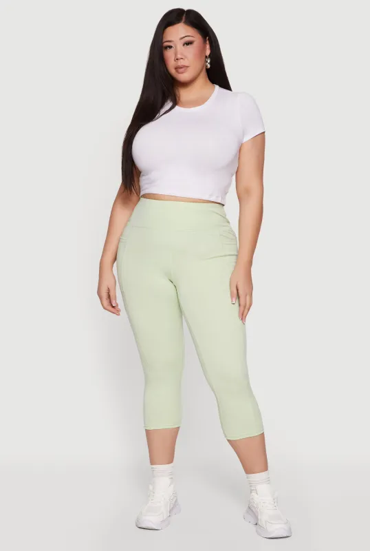 Plus Size Capri Leggings with Side Pockets made by Rainbow