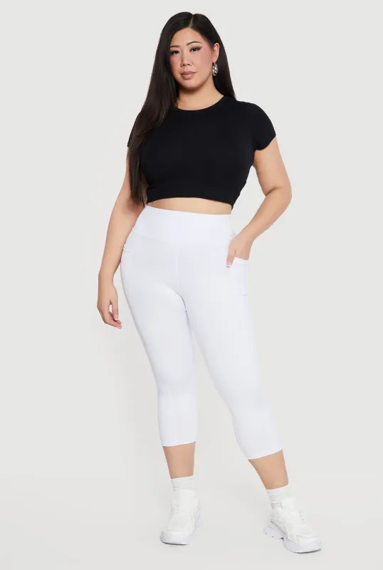 Plus Size Capri Leggings with Side Pockets made by Rainbow