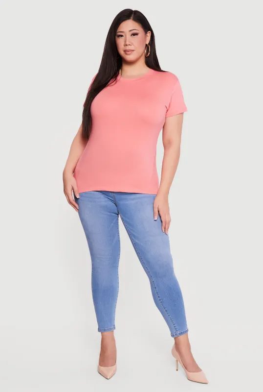 Plus Size Short Sleeve Crew Neck T-Shirt sold by Rainbow