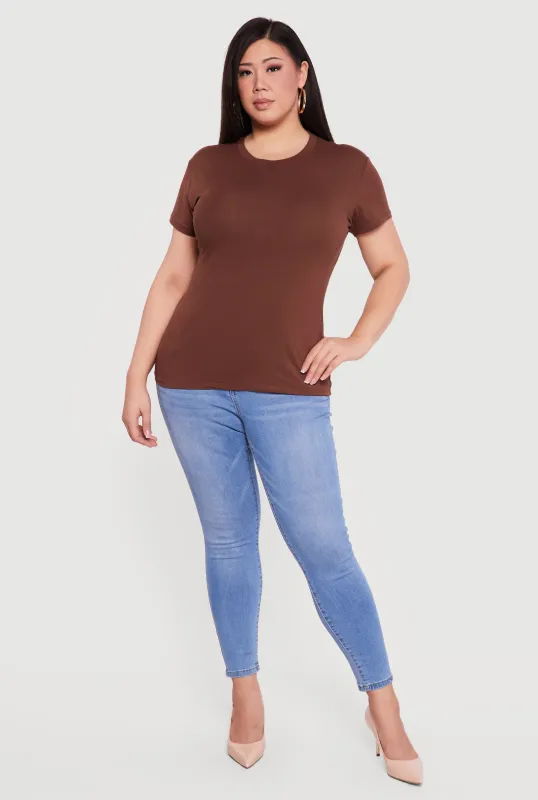 Plus Size Short Sleeve Crew Neck T-Shirt sold by Rainbow