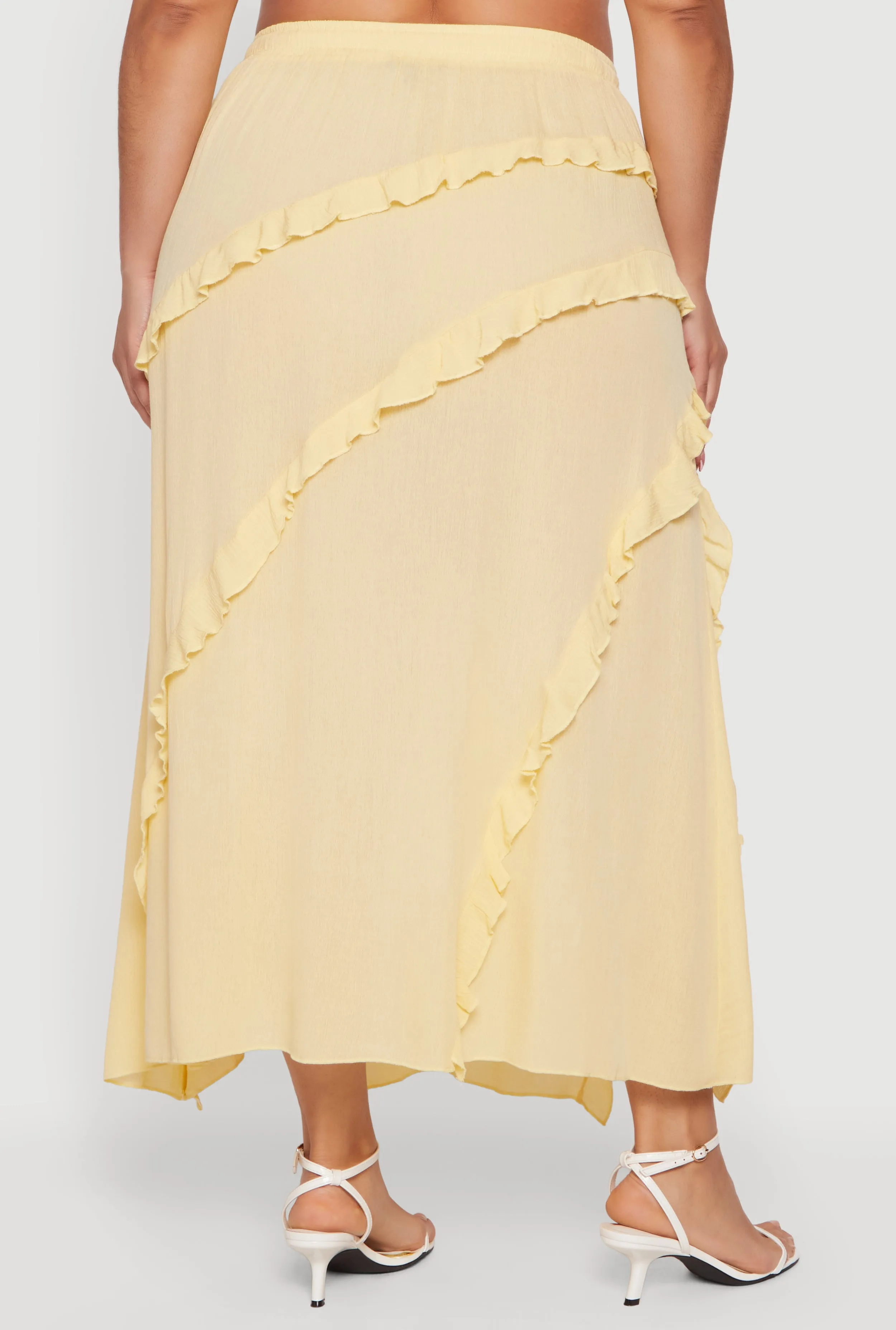 Plus Size Front Slit Ruffle Tiered Maxi Skirt sold by Rainbow product image thumbnail 5