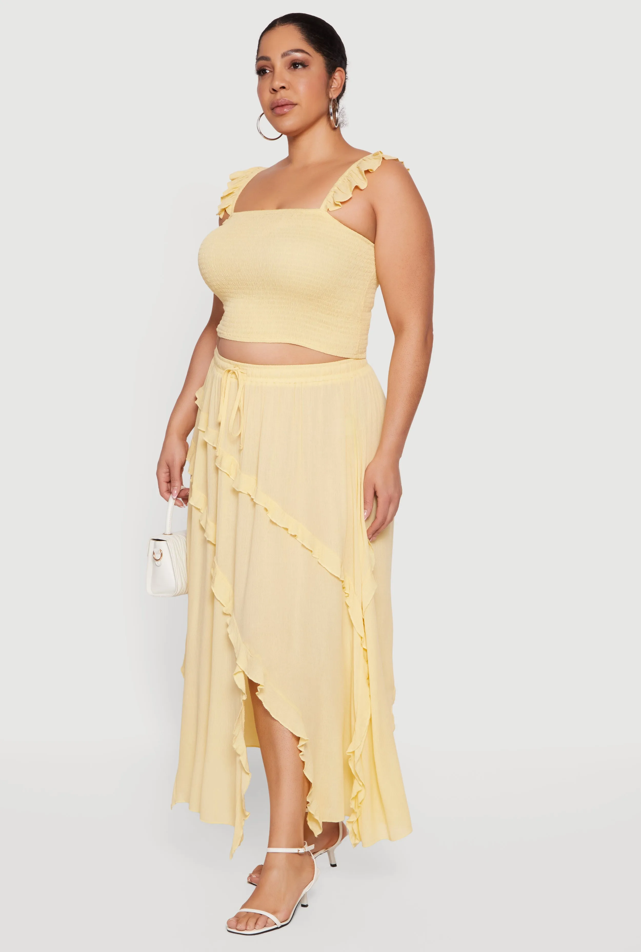 Plus Size Front Slit Ruffle Tiered Maxi Skirt sold by Rainbow product image thumbnail 2