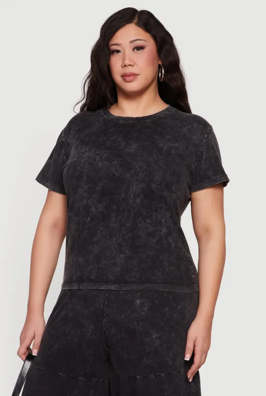 Plus Size Acid Wash Short Sleeve Tee sold by Rainbow