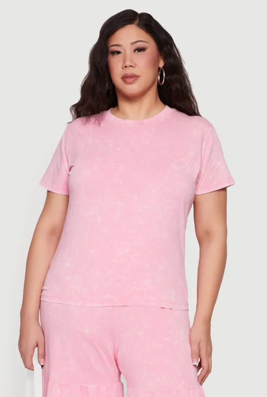 Plus Size Acid Wash Short Sleeve Tee sold by Rainbow