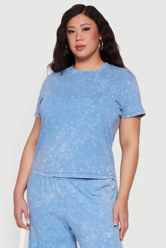 Plus Size Acid Wash Short Sleeve Tee sold by Rainbow