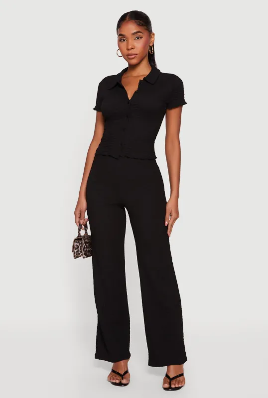 High Waisted Textured Knit Dress Pants sold by Rainbow