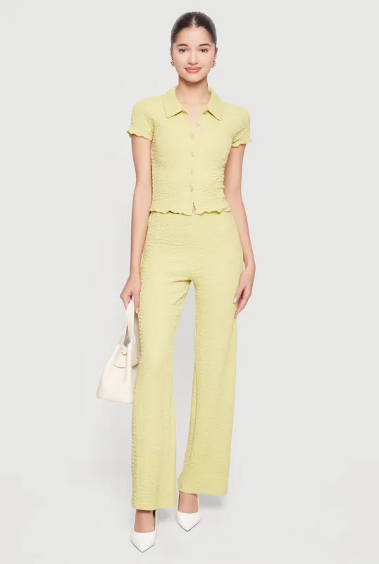 High Waisted Textured Knit Dress Pants made by iris