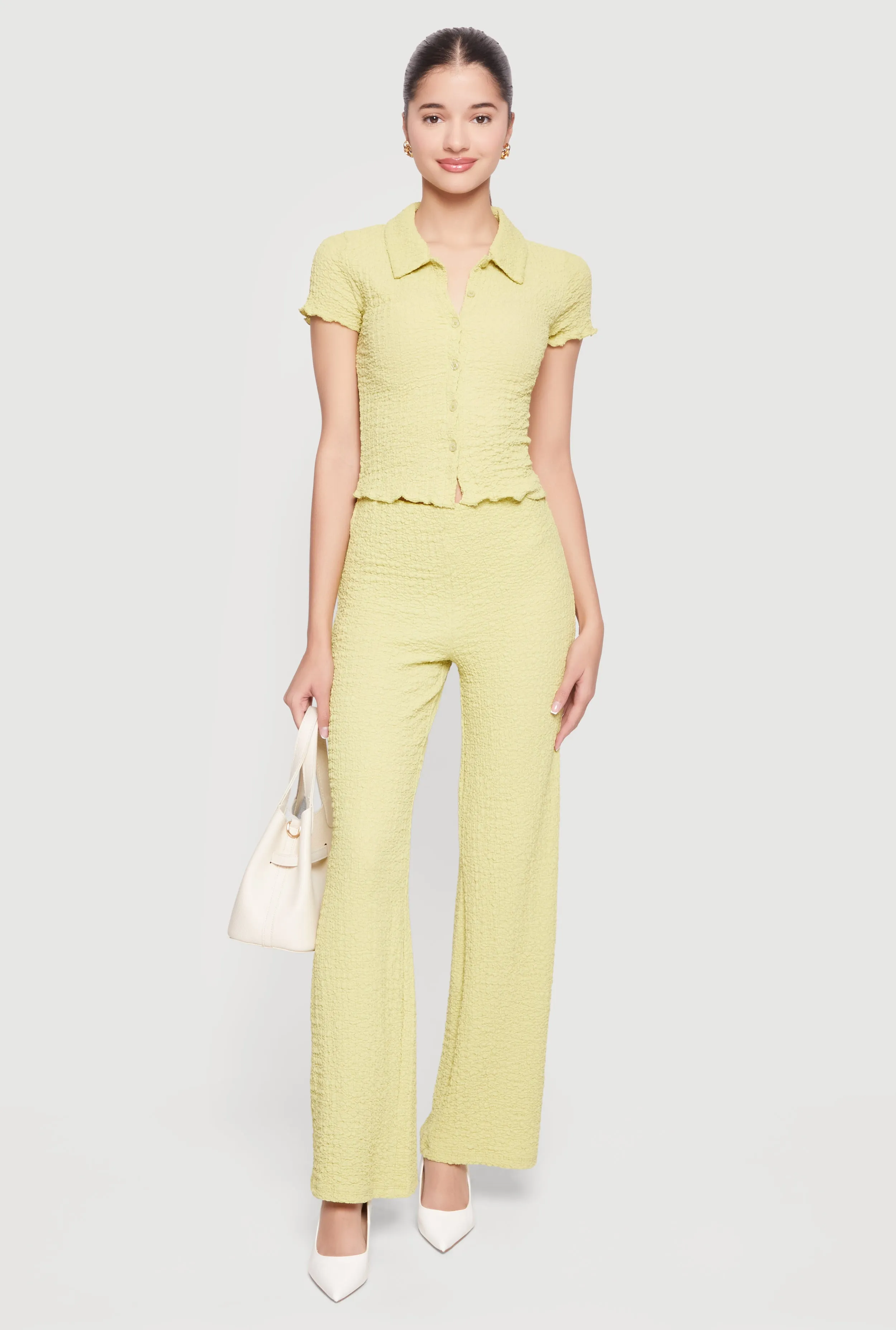 High Waisted Textured Knit Dress Pants sold by Rainbow