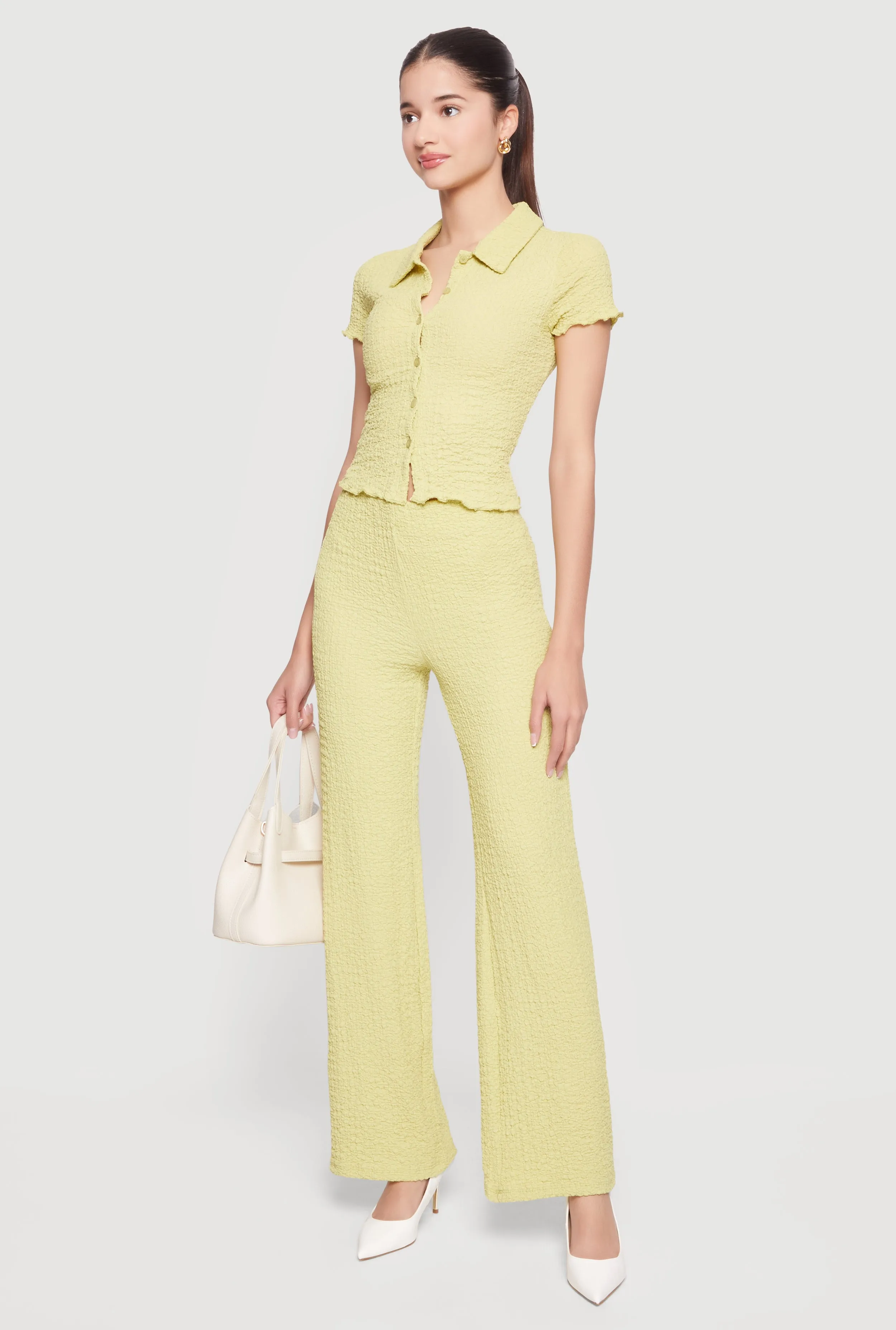 High Waisted Textured Knit Dress Pants sold by Rainbow product image thumbnail 2