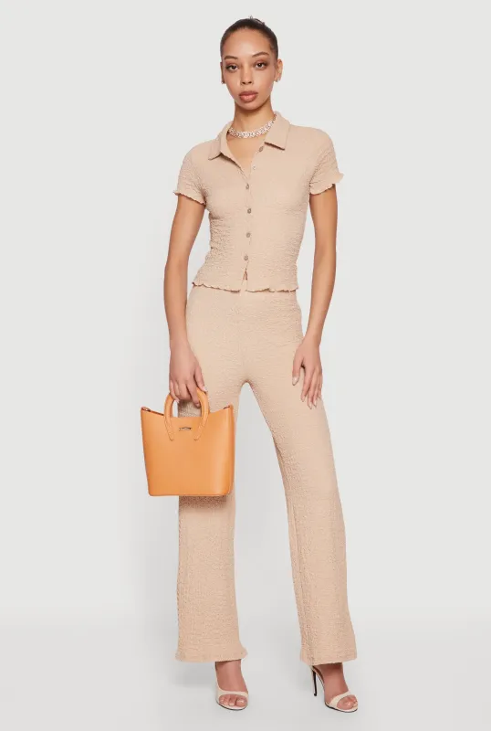 High Waisted Textured Knit Dress Pants made by iris