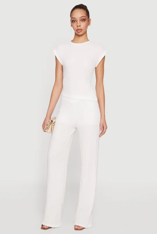 Mid Rise Textured Knit Straight Leg Pants sold by Rainbow