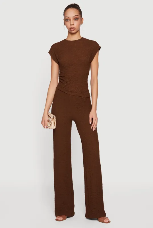 Mid Rise Textured Knit Straight Leg Pants sold by Rainbow