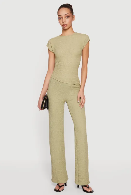 Mid Rise Textured Knit Straight Leg Pants sold by Rainbow