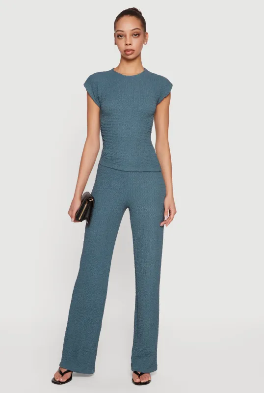 Mid Rise Textured Knit Straight Leg Pants sold by Rainbow