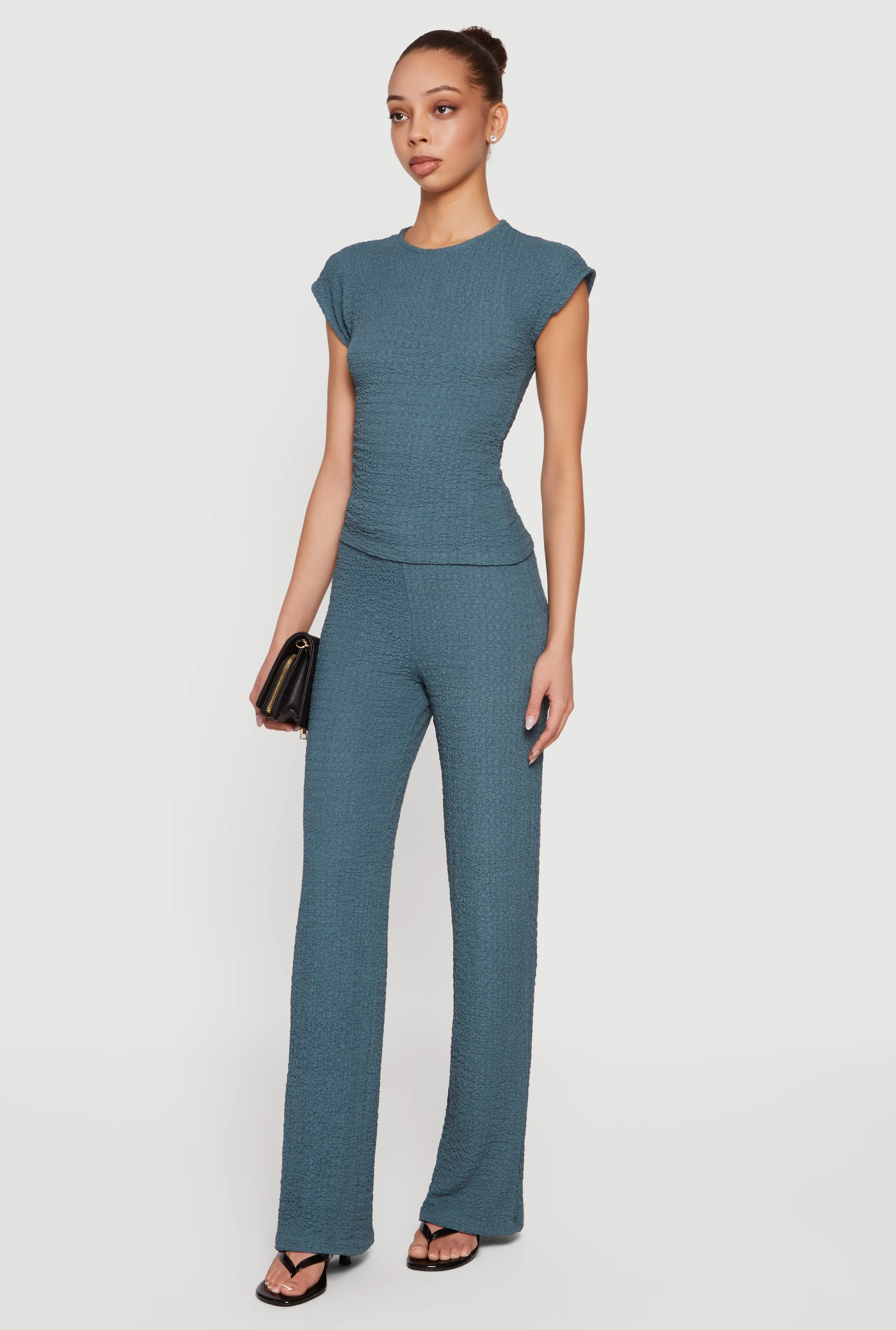 Mid Rise Textured Knit Straight Leg Pants sold by Rainbow product image thumbnail 2