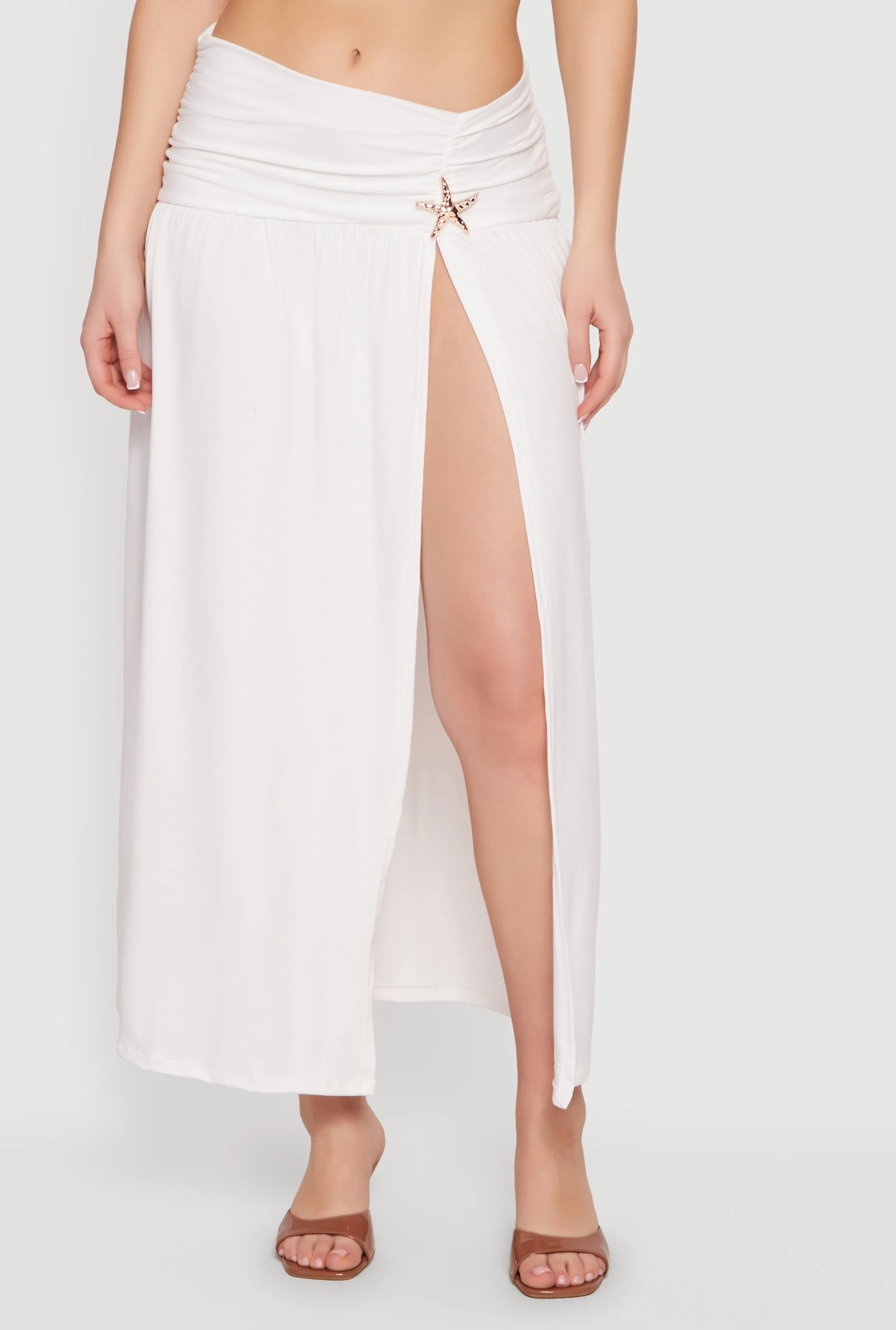 Metallic Starfish Side Slit Maxi Skirt sold by Rainbow product image thumbnail 3