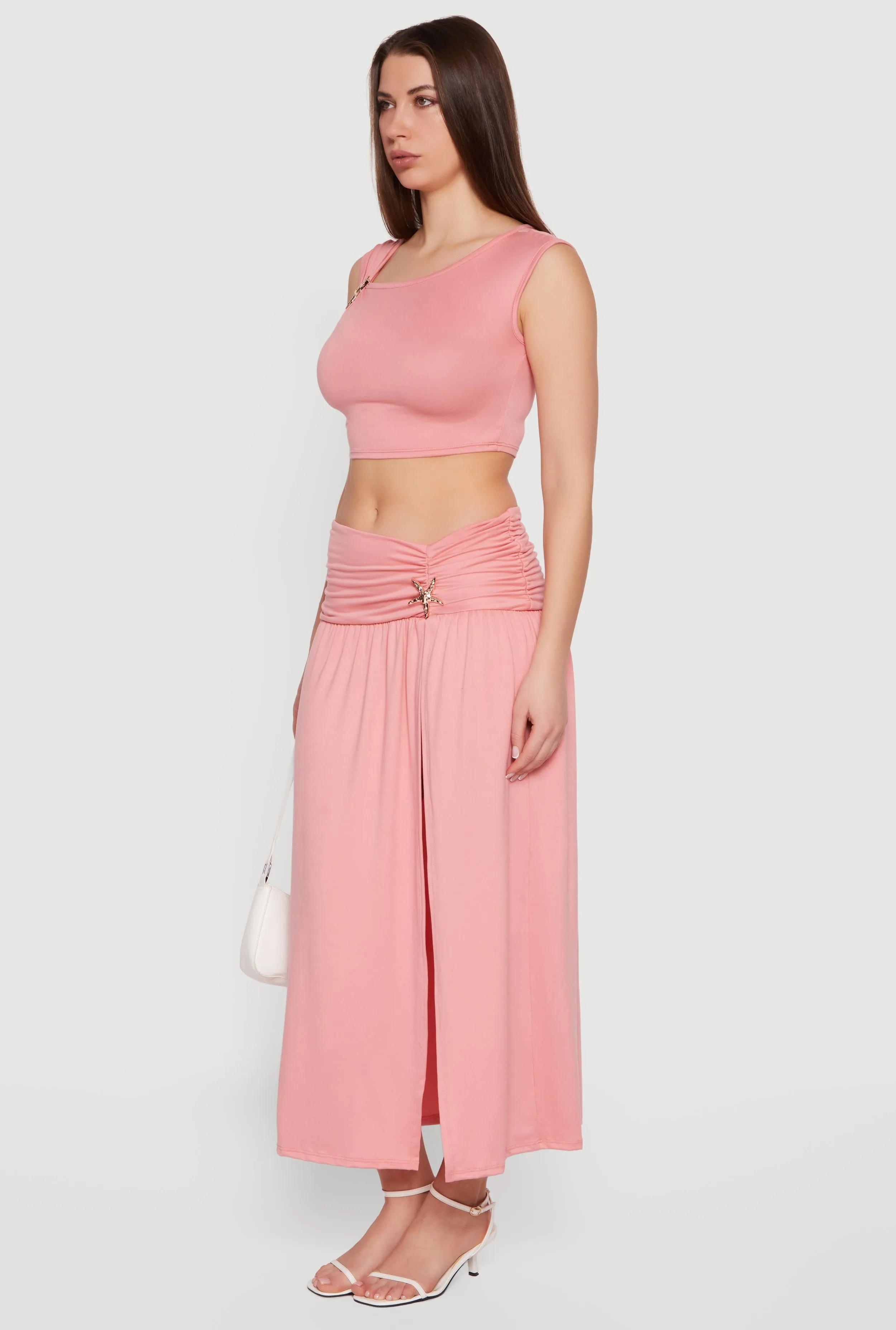 Metallic Starfish Side Slit Maxi Skirt sold by Rainbow product image thumbnail 2