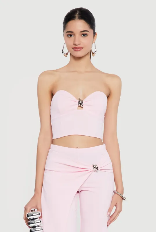 Metallic Detail Keyhole Cropped Corset Top sold by Rainbow