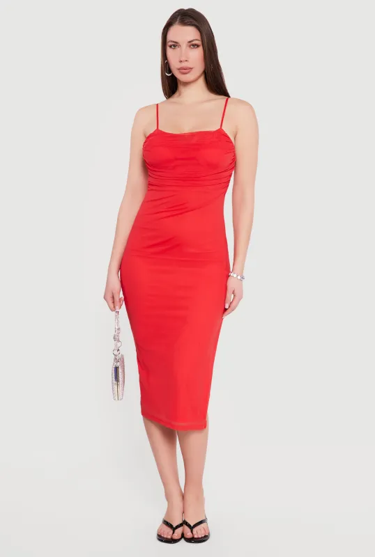 Ruched Cami Dress with Side Slit sold by Rainbow