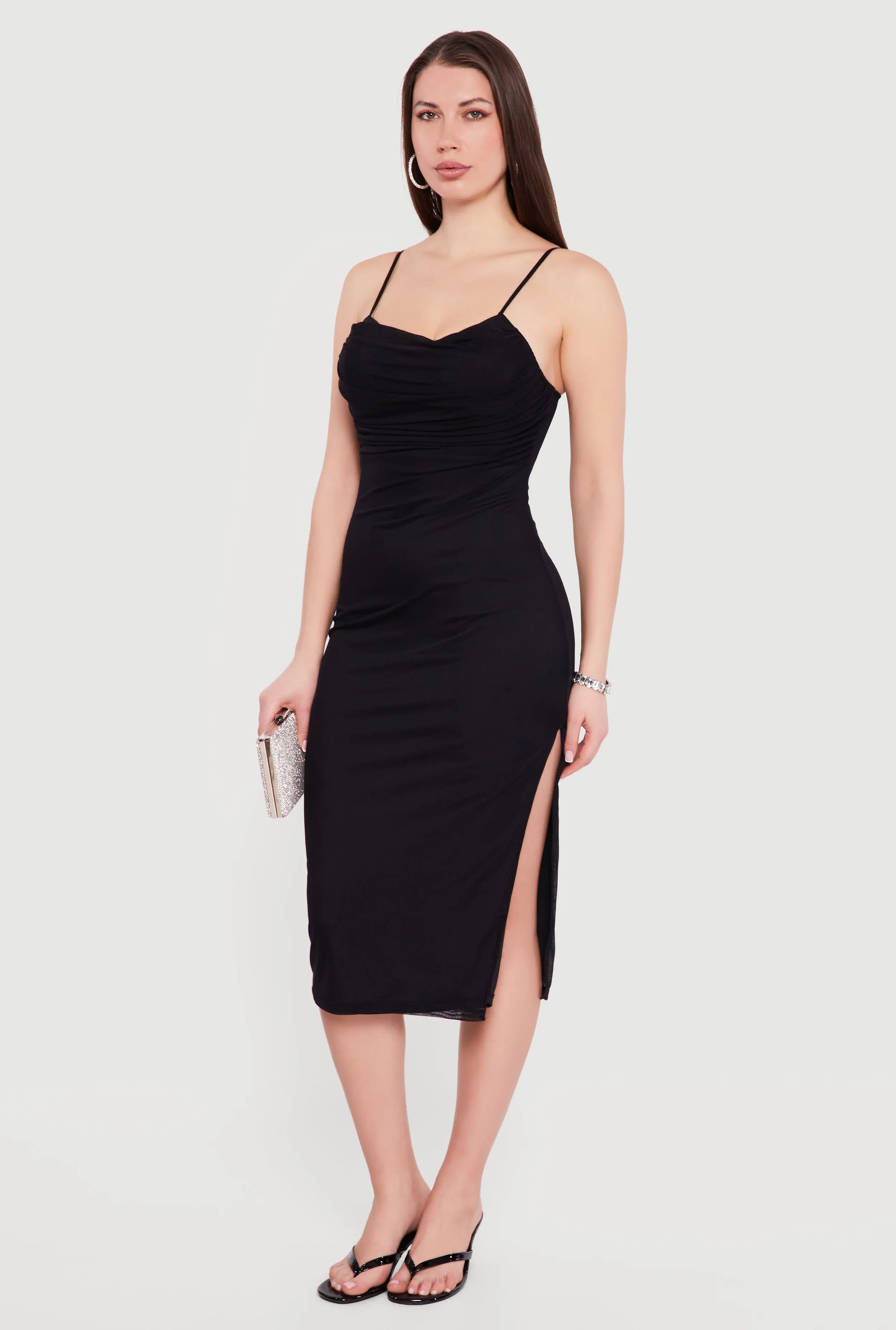 Ruched Cami Dress with Side Slit sold by Rainbow product image thumbnail 2