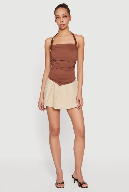 Ruched Side Buckle Strap Halter Top sold by Rainbow