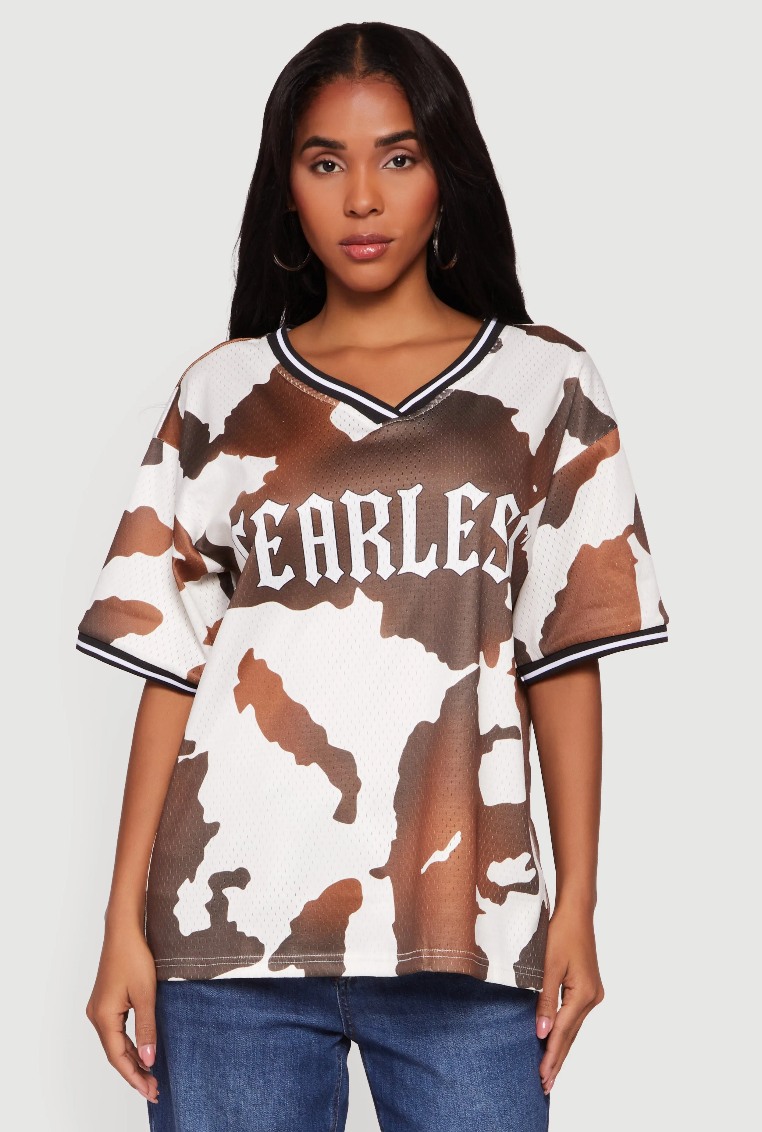 Fearless Cow Print Graphic Mesh Jersey sold by Rainbow product image thumbnail 2