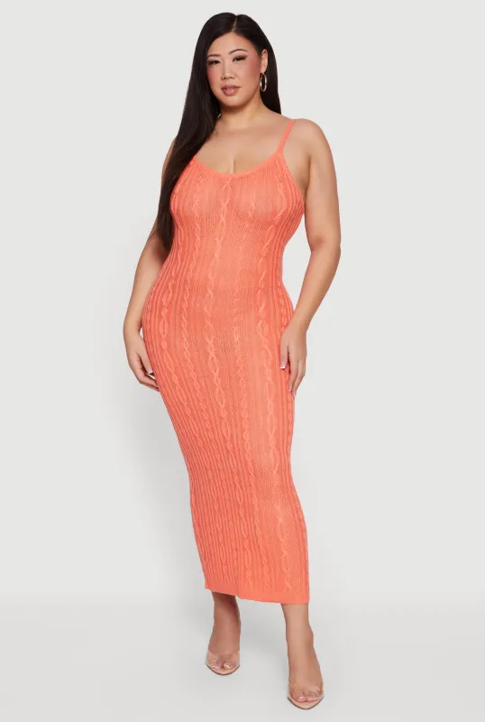 Plus Size Cable Knit Scoop Neck Cami Maxi Dress sold by Rainbow