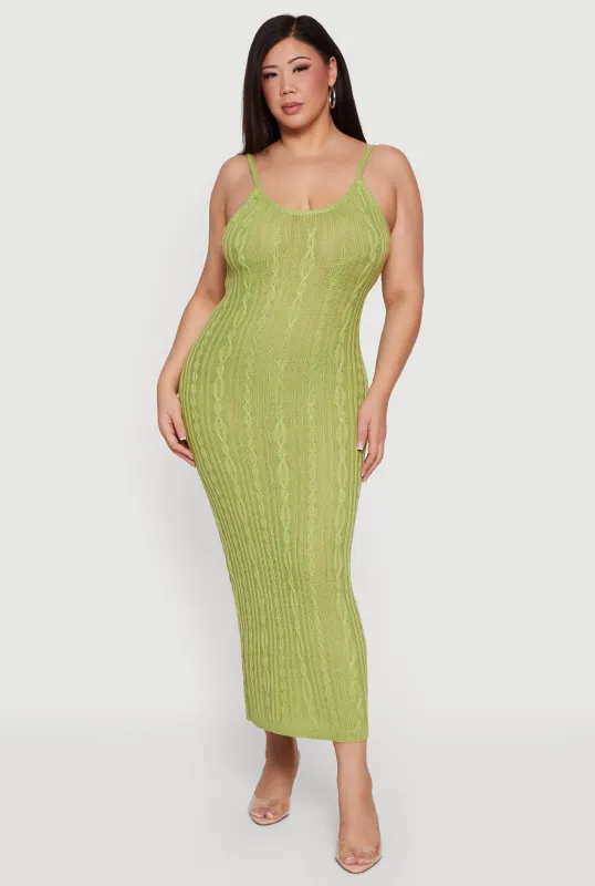 Plus Size Cable Knit Scoop Neck Cami Maxi Dress sold by Rainbow