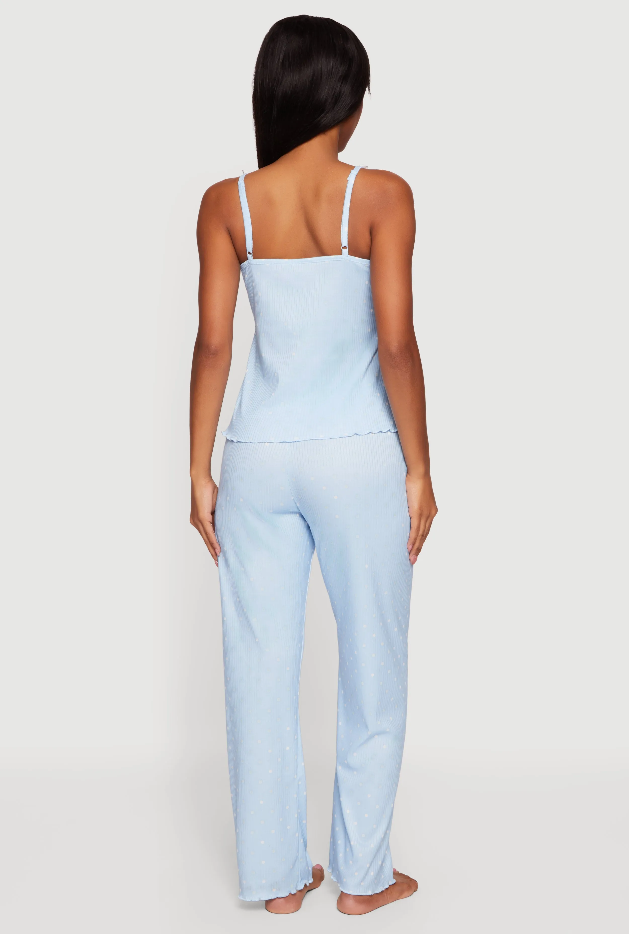 Lace Trim Lettuce Edge Polka Dot Pajama Top and Pants sold by Rainbow product image thumbnail 2