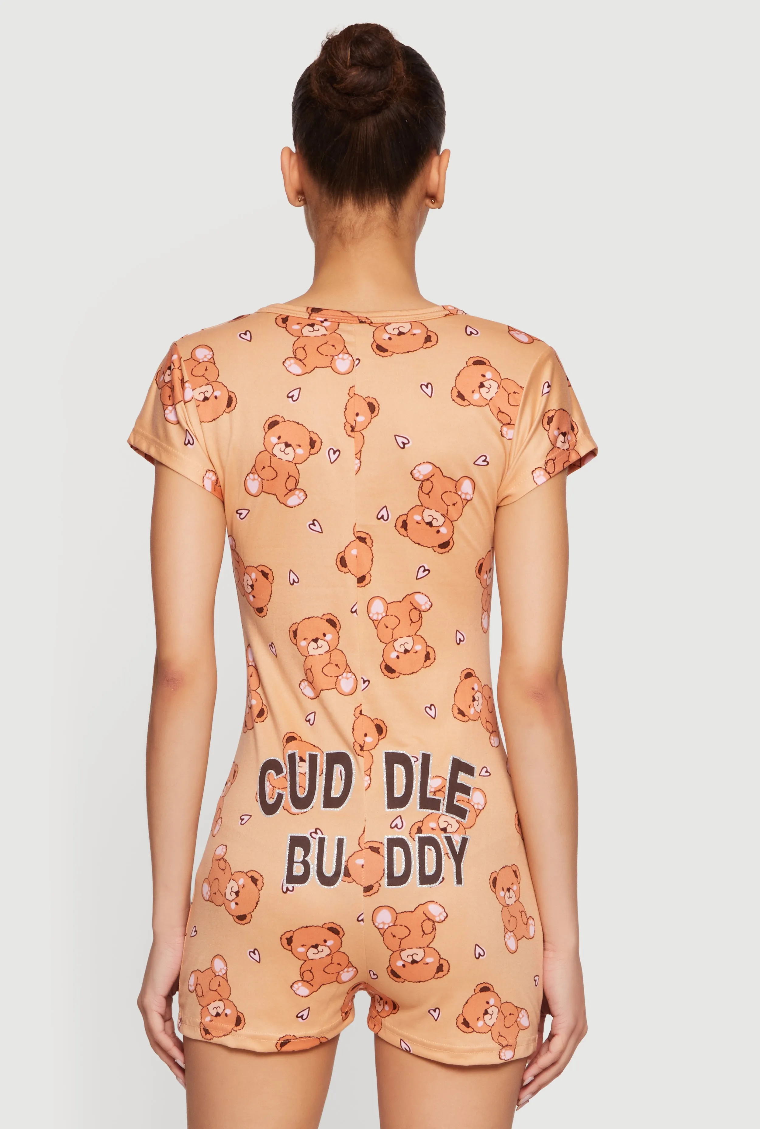 Teddy Bear Print Pajama Romper sold by Rainbow product image thumbnail 2