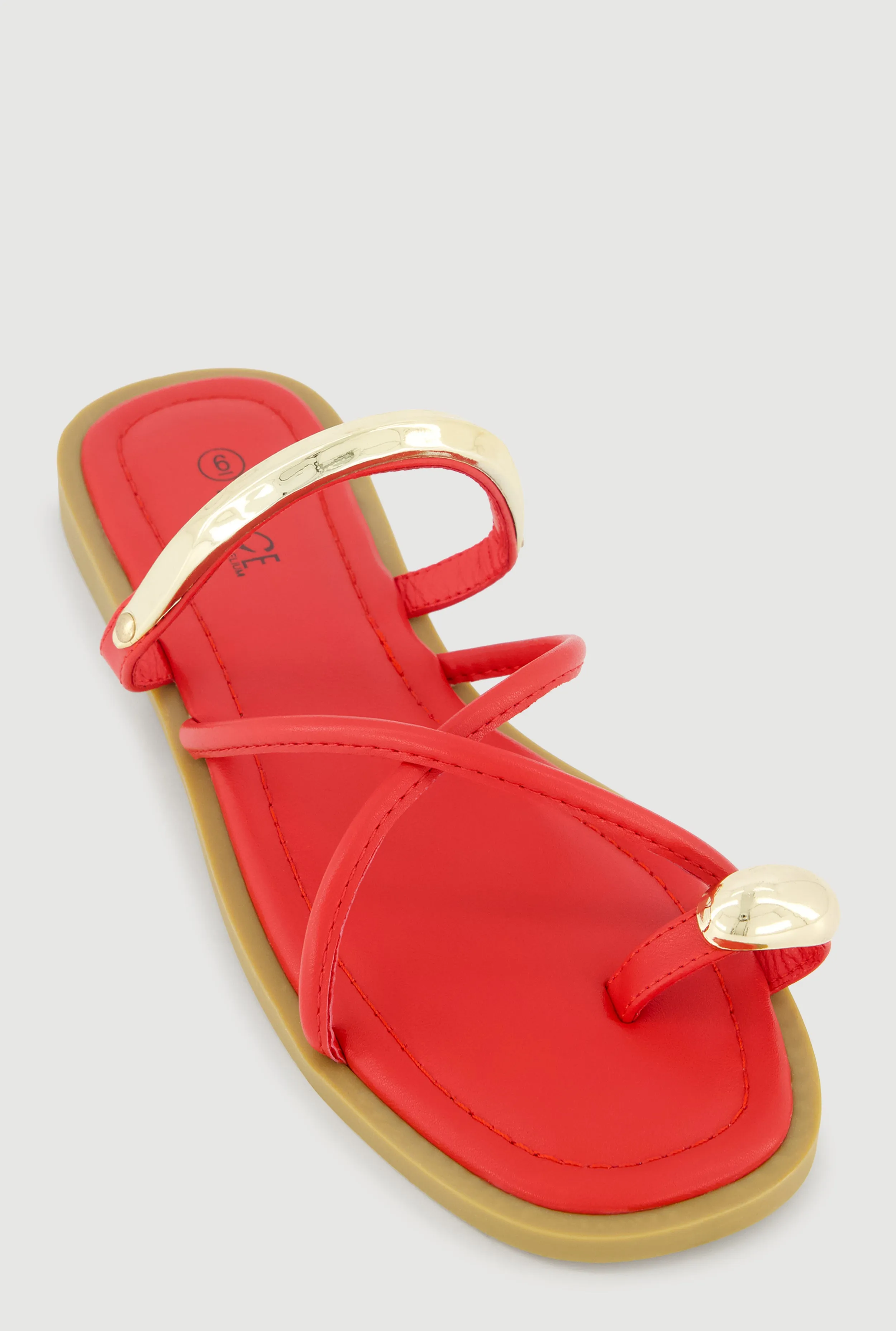 Metallic Toe Loop Strappy Slide Sandals sold by Rainbow