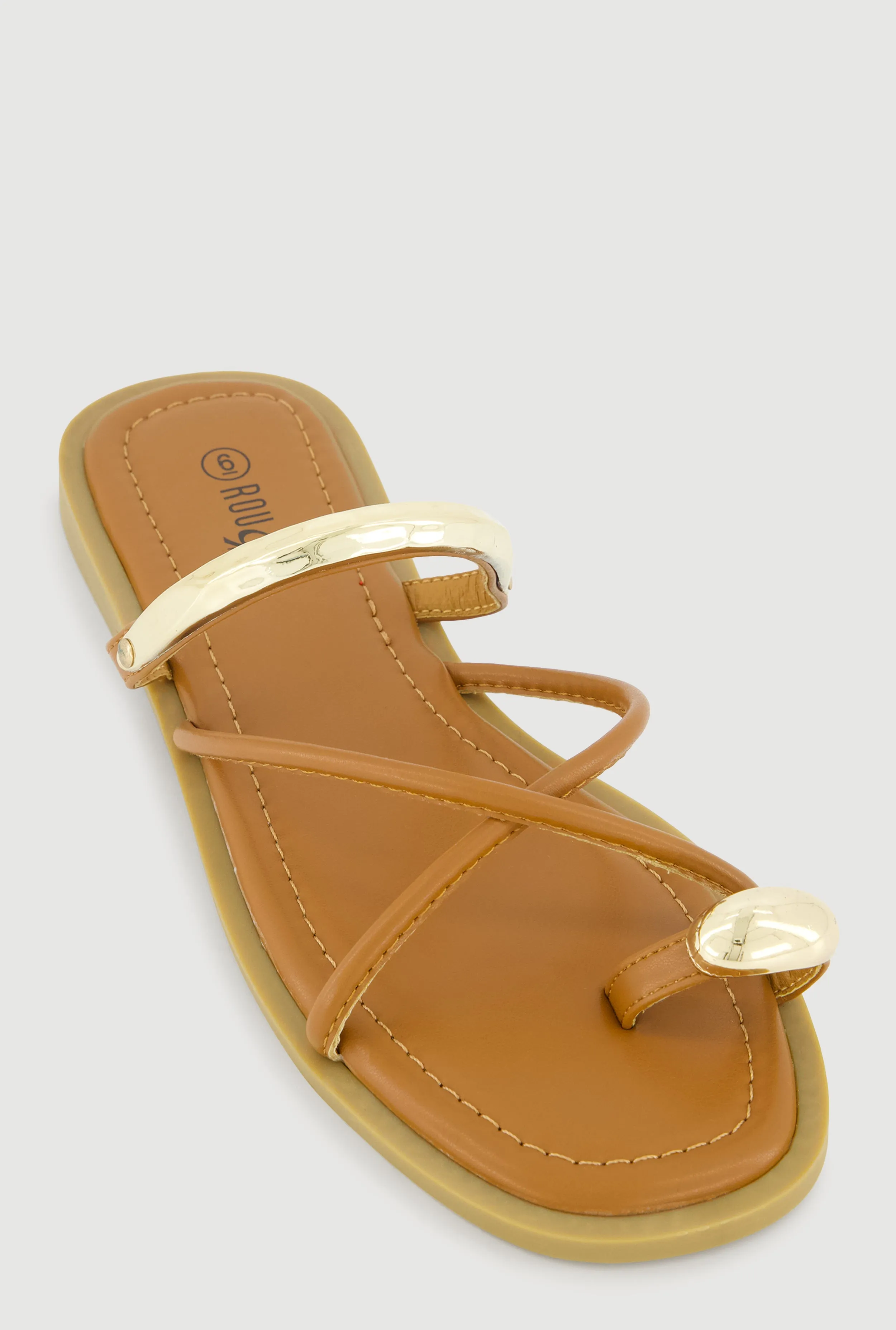 Metallic Toe Loop Strappy Slide Sandals sold by Rainbow