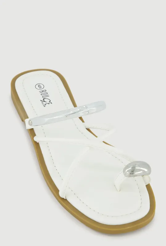 Metallic Toe Loop Strappy Slide Sandals sold by Rainbow