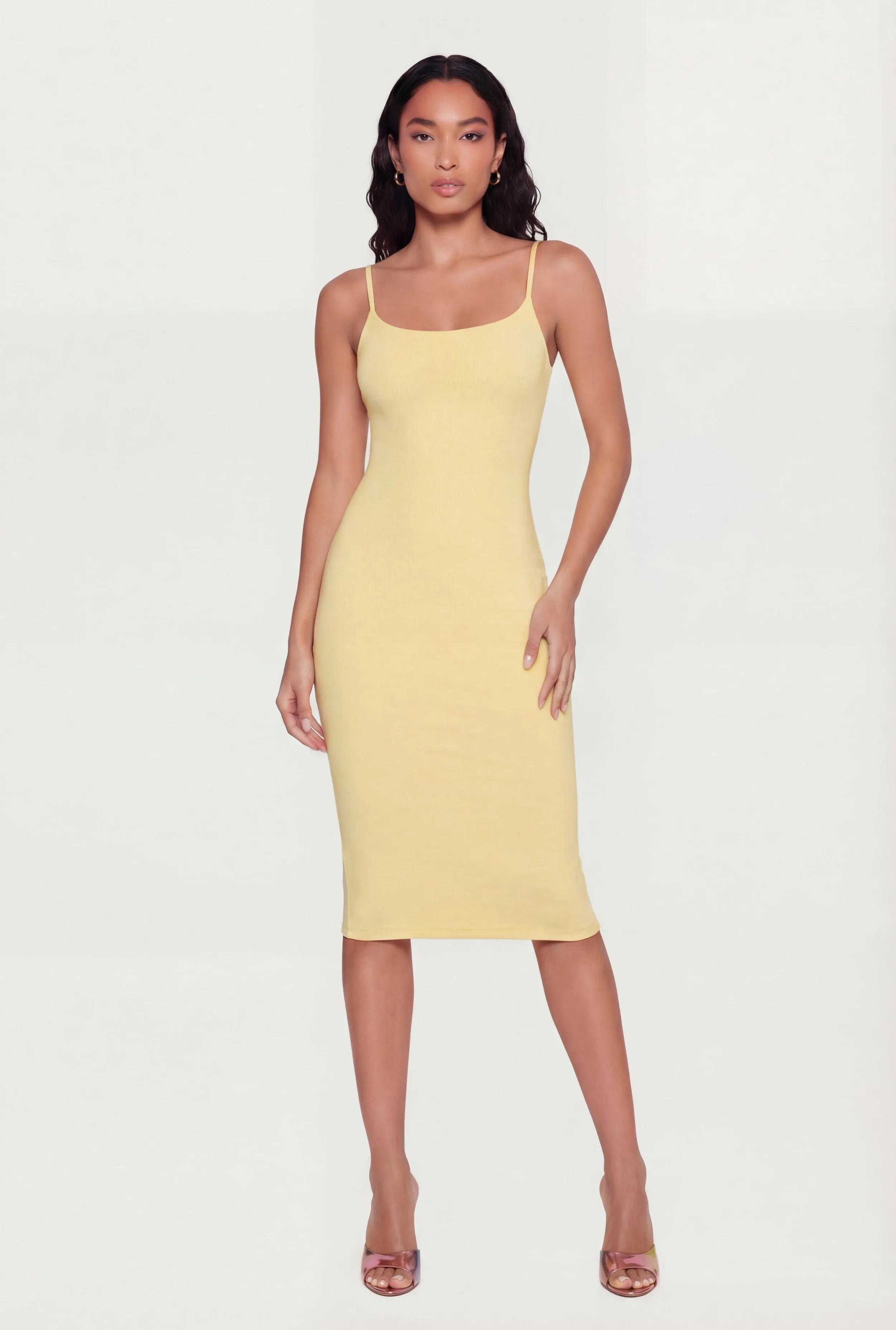 Scoop Neck Back Slit Midi Dress sold by Rainbow