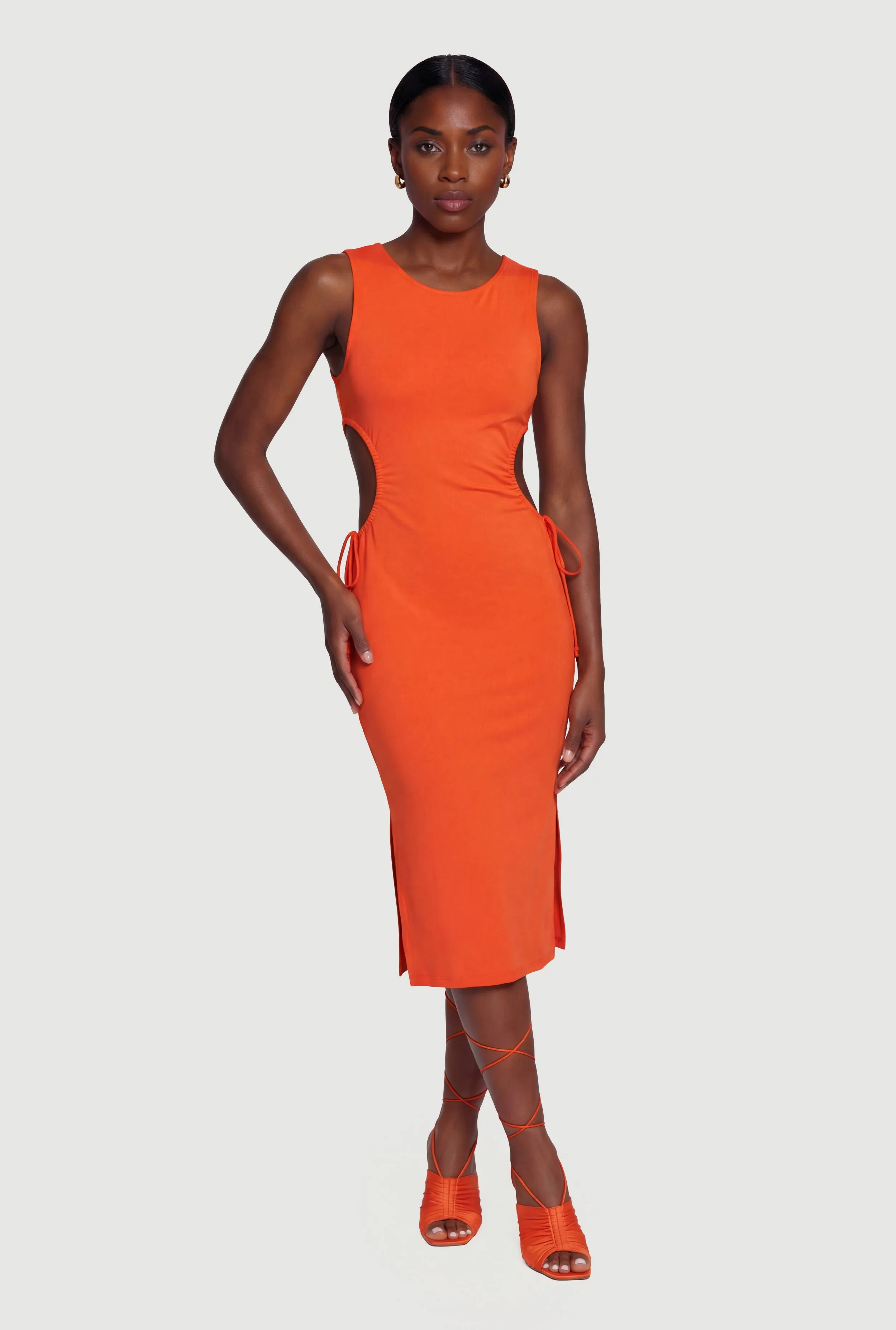 Side Slit Drawstring Side Midi Dress sold by Rainbow product image thumbnail 5