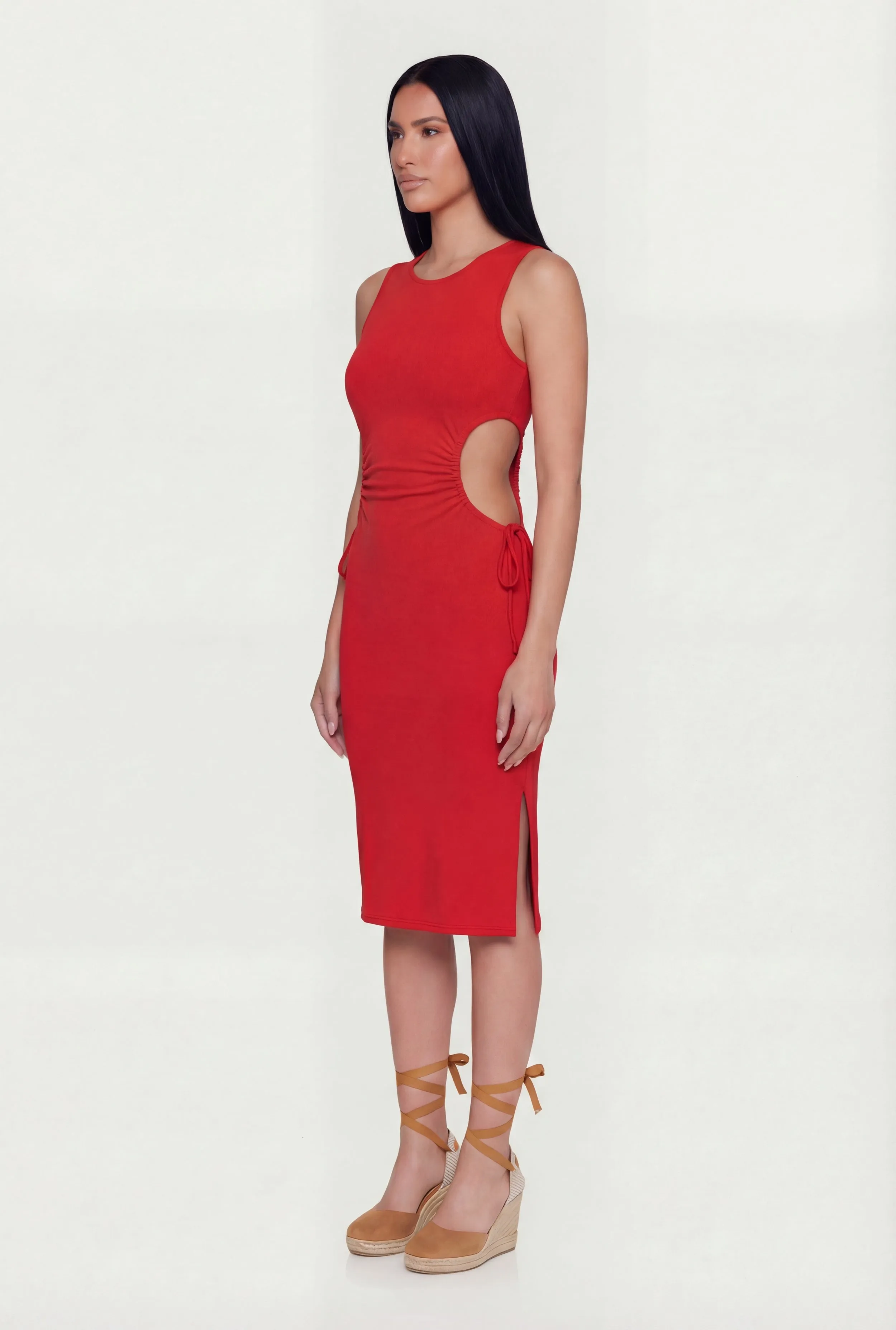Side Slit Drawstring Side Midi Dress sold by Rainbow product image thumbnail 2