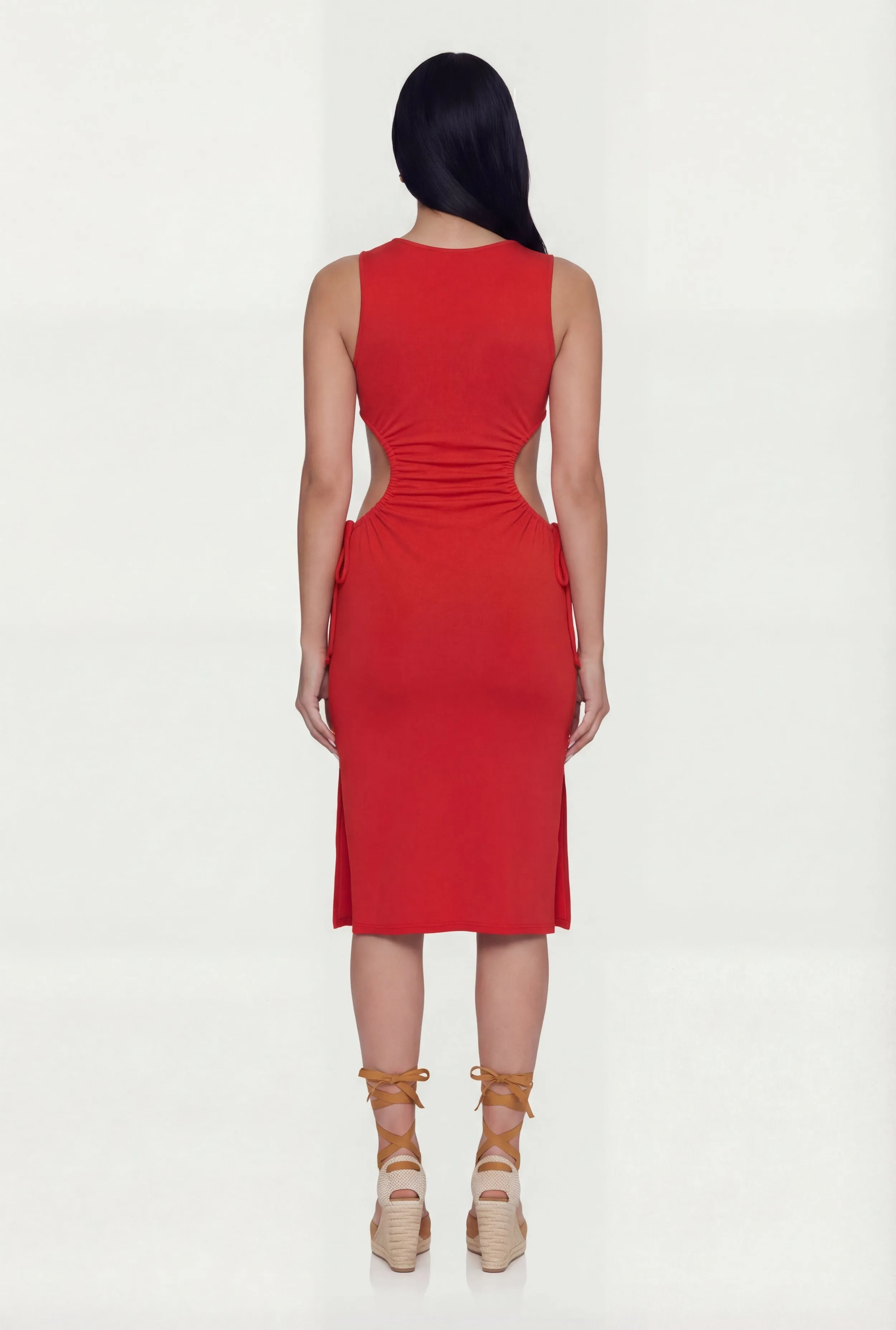 Side Slit Drawstring Side Midi Dress sold by Rainbow product image thumbnail 3