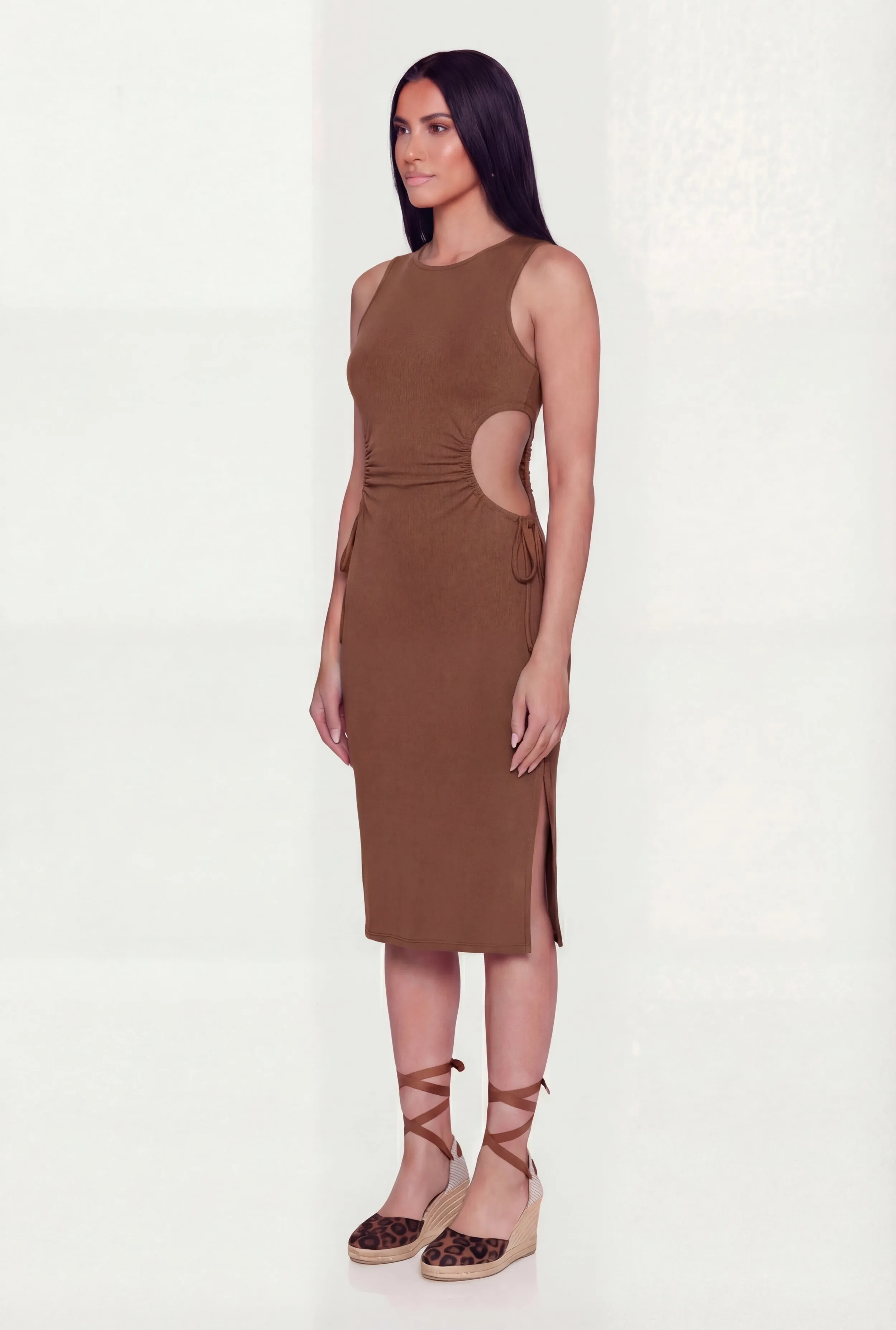 Side Slit Drawstring Side Midi Dress sold by Rainbow product image thumbnail 2