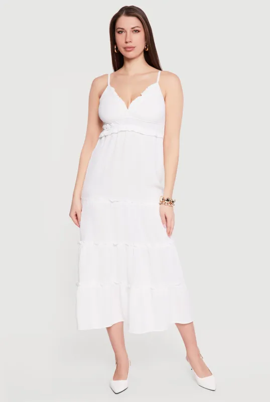 Crepe Knit Ruffle Tiered Sundress made by Rainbow