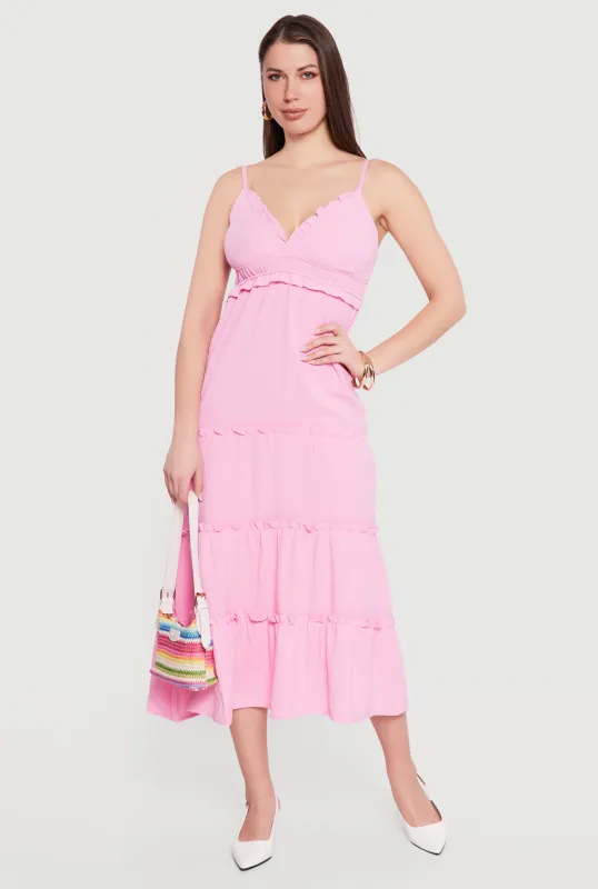 Crepe Knit Ruffle Tiered Sundress sold by Rainbow