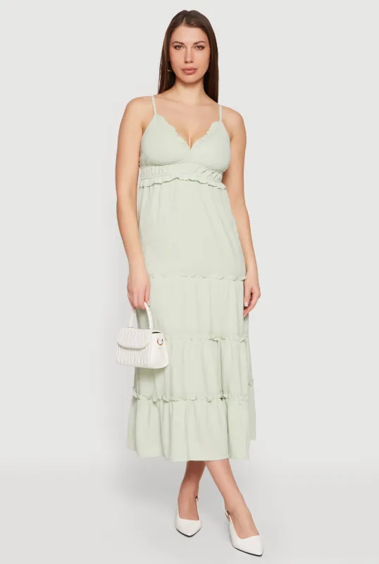 Crepe Knit Ruffle Tiered Sundress made by Rainbow