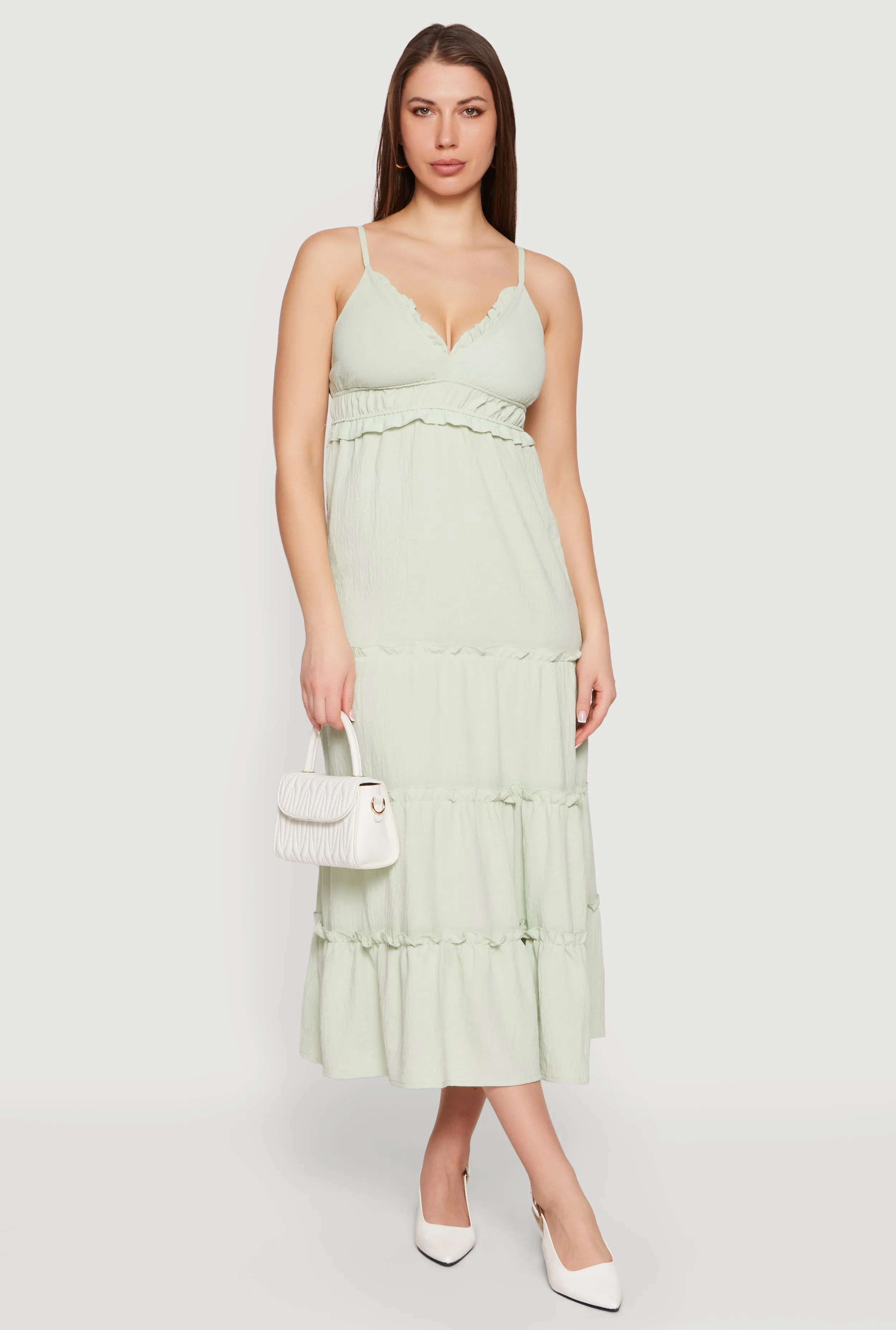 Crepe Knit Ruffle Tiered Sundress sold by Rainbow