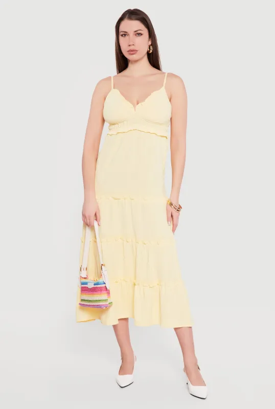 Crepe Knit Ruffle Tiered Sundress made by Rainbow