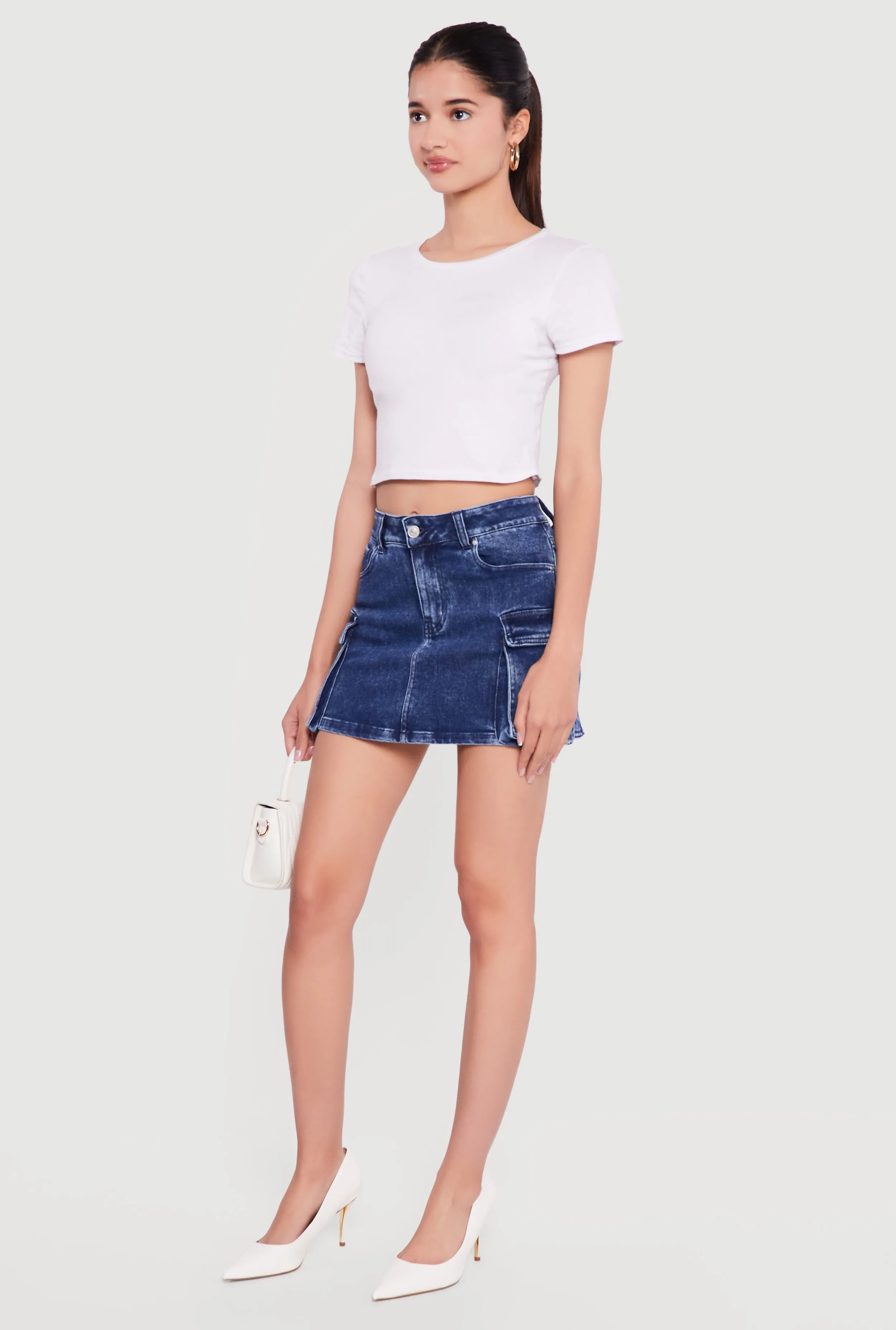 WAX Denim High Waisted Cargo Mini Skirt sold by Rainbow product image thumbnail 2