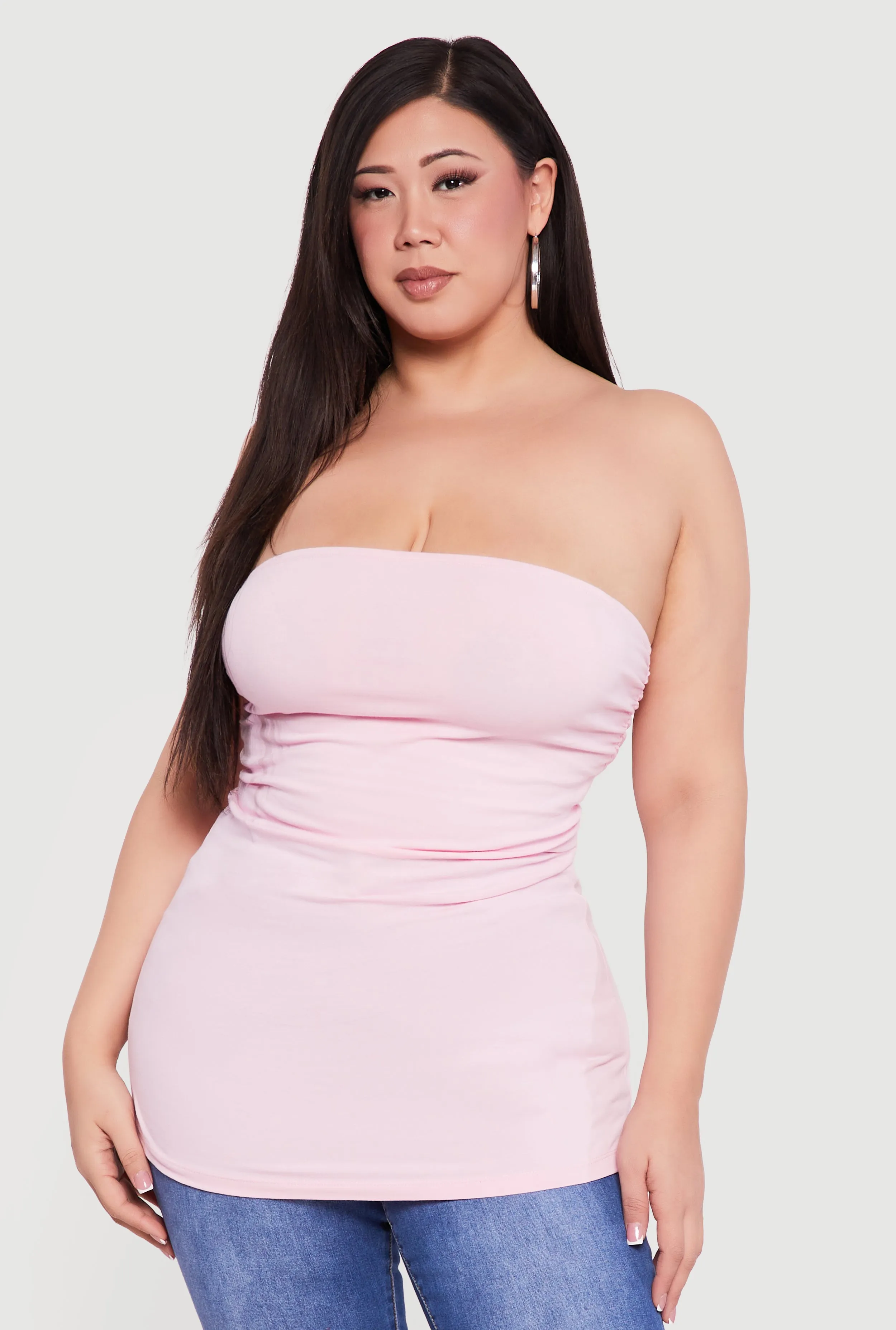 Plus Size Solid Ruched Side Tube Top sold by Rainbow product image thumbnail 2