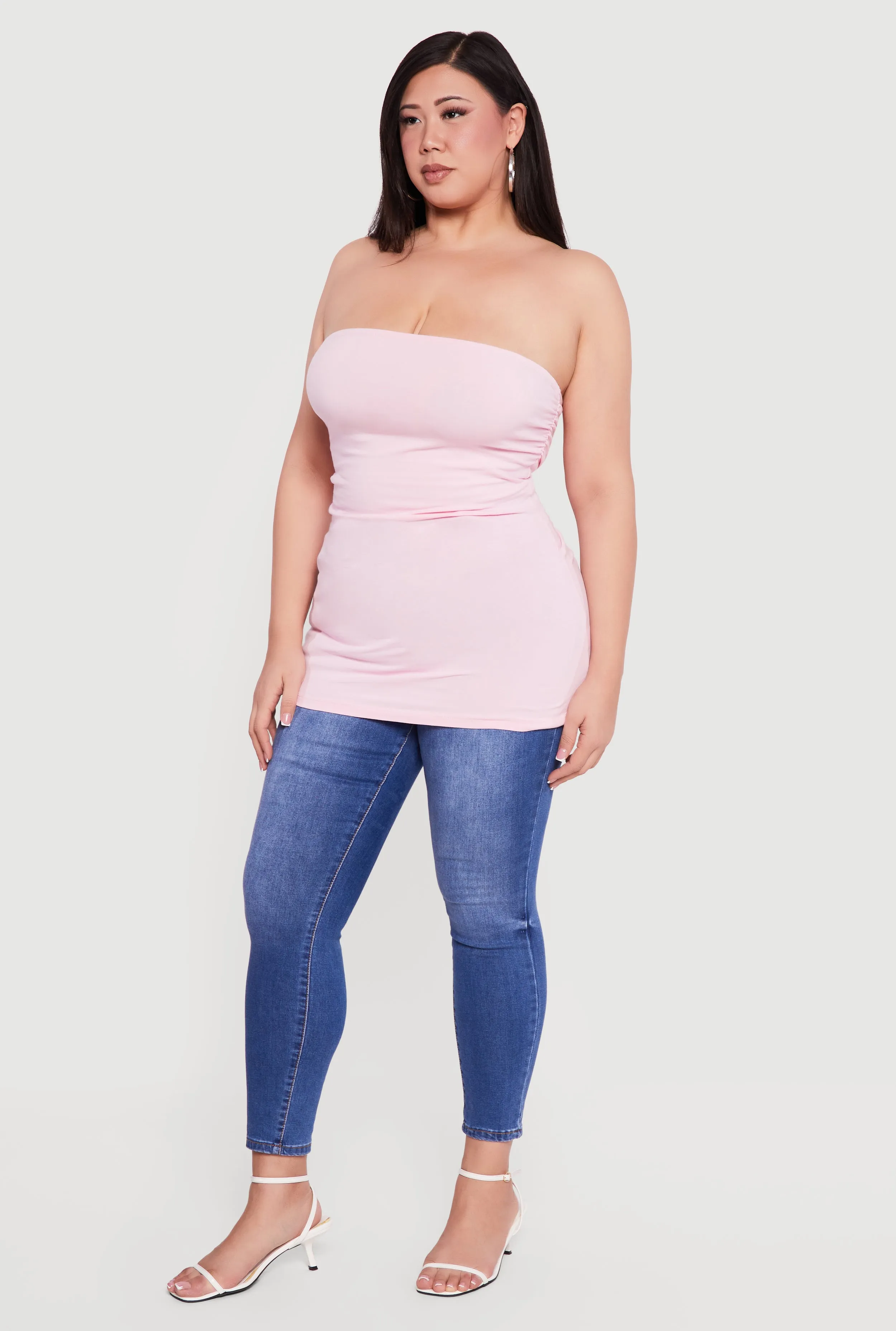 Plus Size Solid Ruched Side Tube Top sold by Rainbow product image thumbnail 3