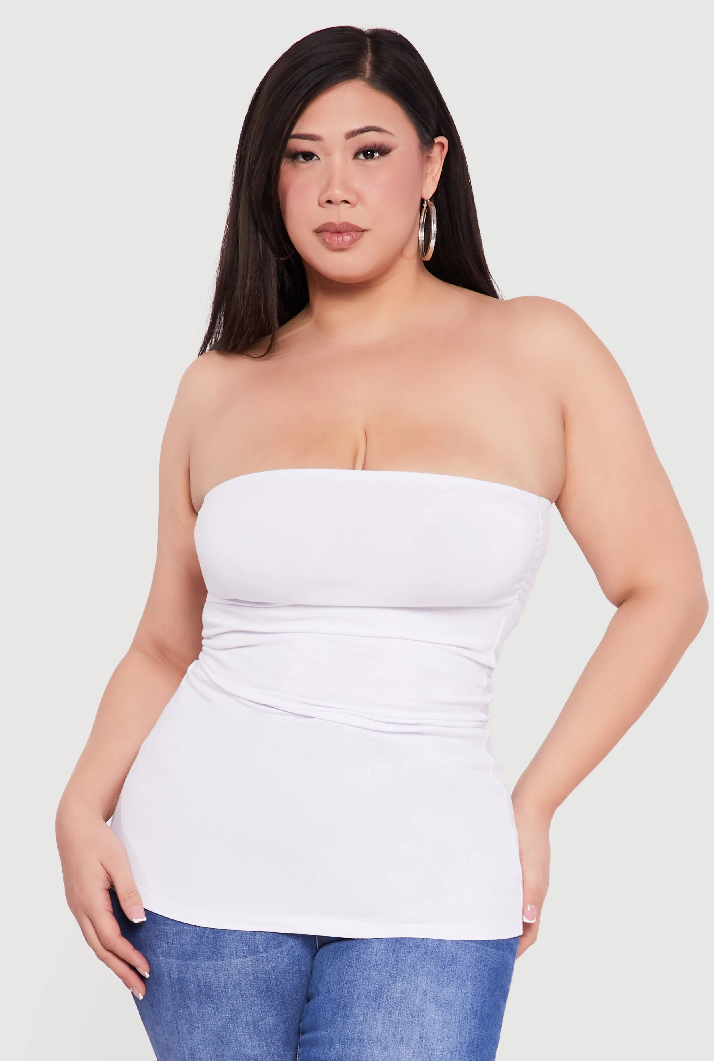Plus Size Solid Ruched Side Tube Top sold by Rainbow product image thumbnail 2